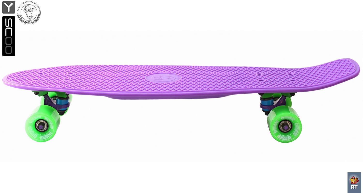 Скейтборд виниловый Y-Scoo Big Fishskateboard 27" 402-Pr с сумкой, фиолетово-зеленый  